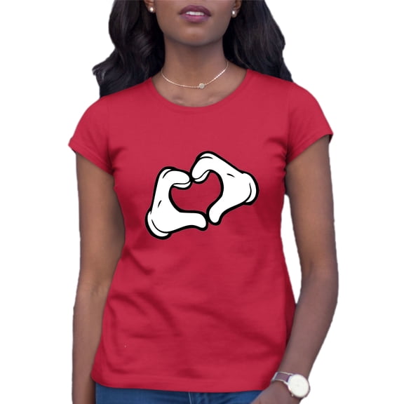 Womens Mickey Heart Hands T-Shirt