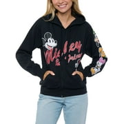 Disney Womens Mickey Mouse & Friends Hoodie Sweatshirt Black Zip Up