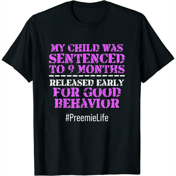 Womens Micro Preemie NICU New Mom Mom Good Behavior Premature Birth T-Shirt Black Medium