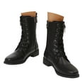 thumbnail image 1 of Womens Mid Calf Combat Boots Low Heel Lace Up Round Toe Military Boots Fall Shoes with Side Zipper, 1 of 9