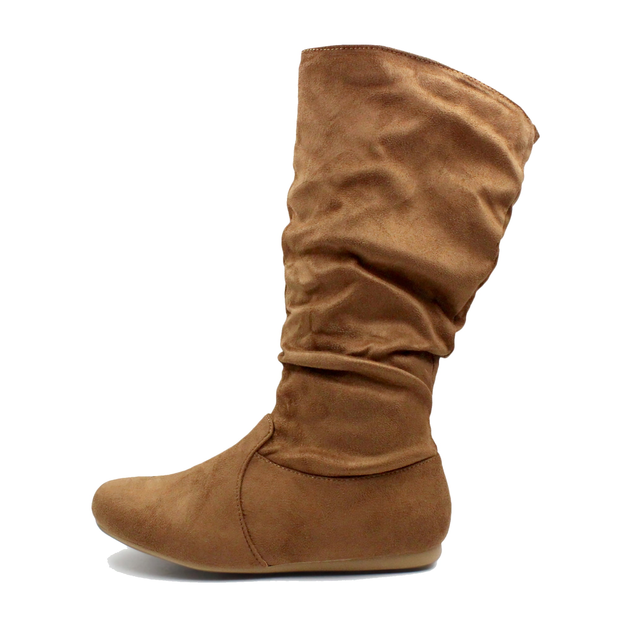 Mid calf top suede slouch boots
