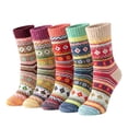 thumbnail image 1 of Womens Mid Calf Socks Thick Warm Knit Winter Casual Crew Socks With Cross Floral Geometric Pattern 5 Pairs, 1 of 7