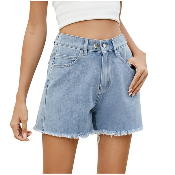 Womens Mid-High Waisted Ripped Denim Jean Shorts Cutoff Stretchy Summer Hot Short Pants Clearance Sales