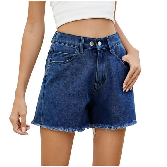 Womens Mid-High Waisted Ripped Denim Jean Shorts Cutoff Stretchy Summer Hot Short Pants Clearance Sales