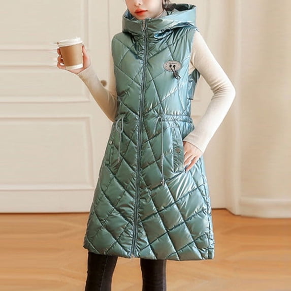 Womens Mid Length Puffer Vest Sleeveless For Winter Layered Warmth Womens Winter Coats
