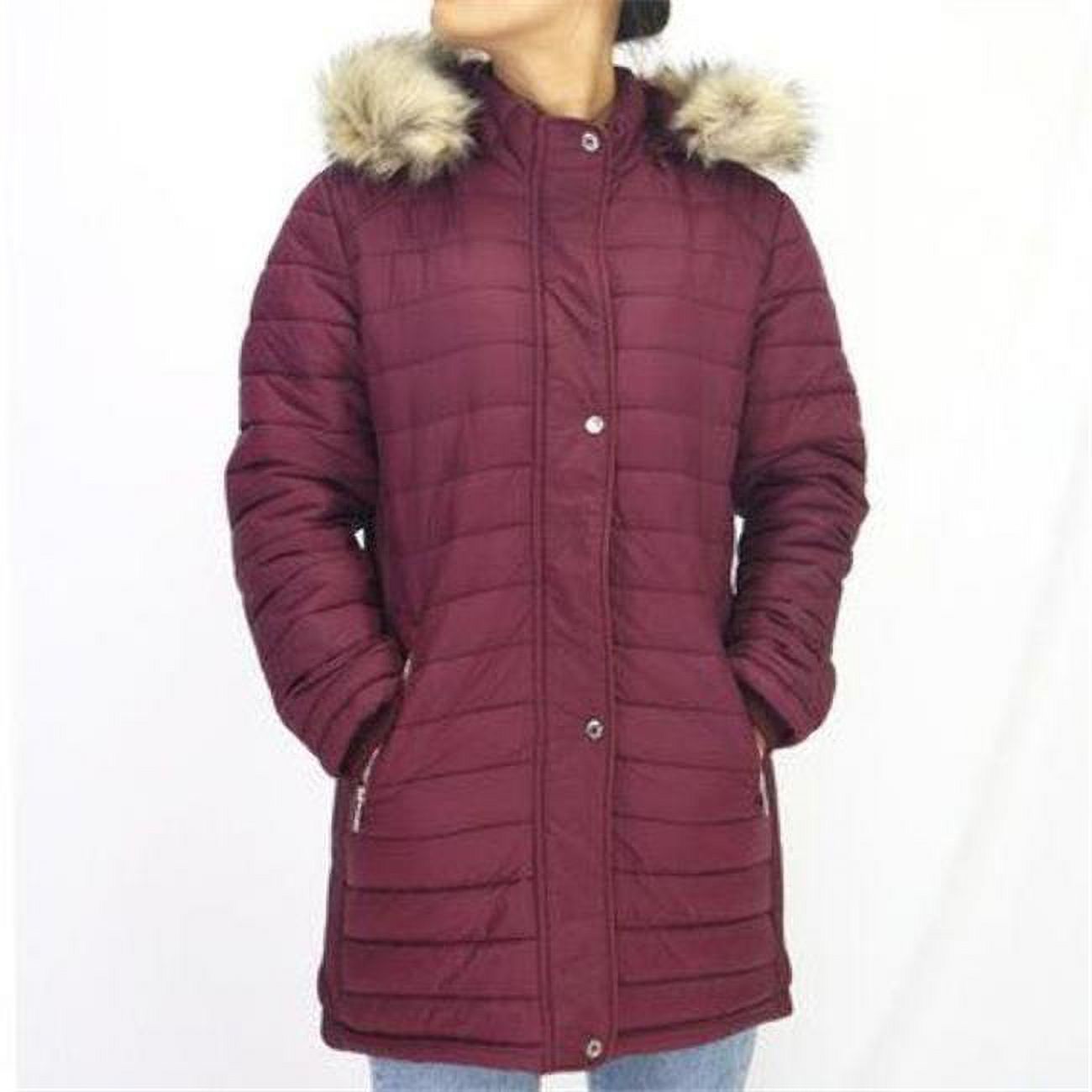 Womens Mid-Length Quilted Jacket&#44; Burgundy - Case of 12 - image 1 of 1