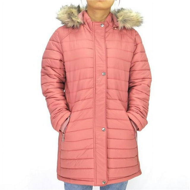 Womens Mid-Length Quilted Jacket&#44; Coral Pink - Case of 12