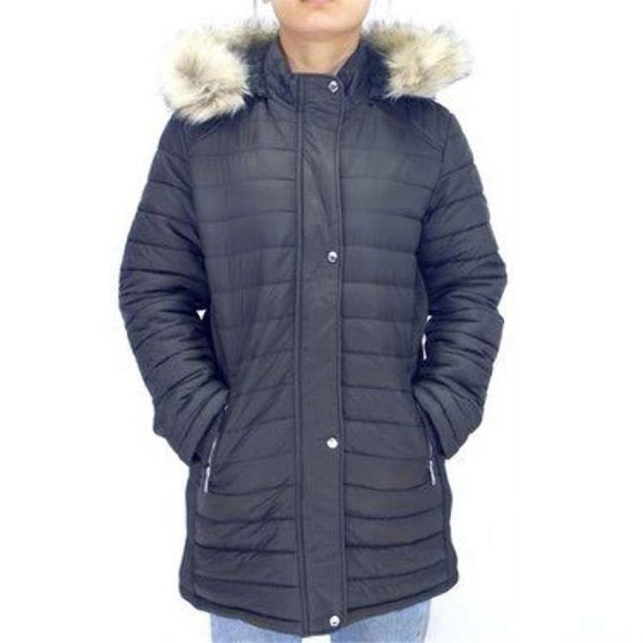 Womens Mid-Length Quilted Jacket&#44; Navy - Case of 12 - image 1 of 1