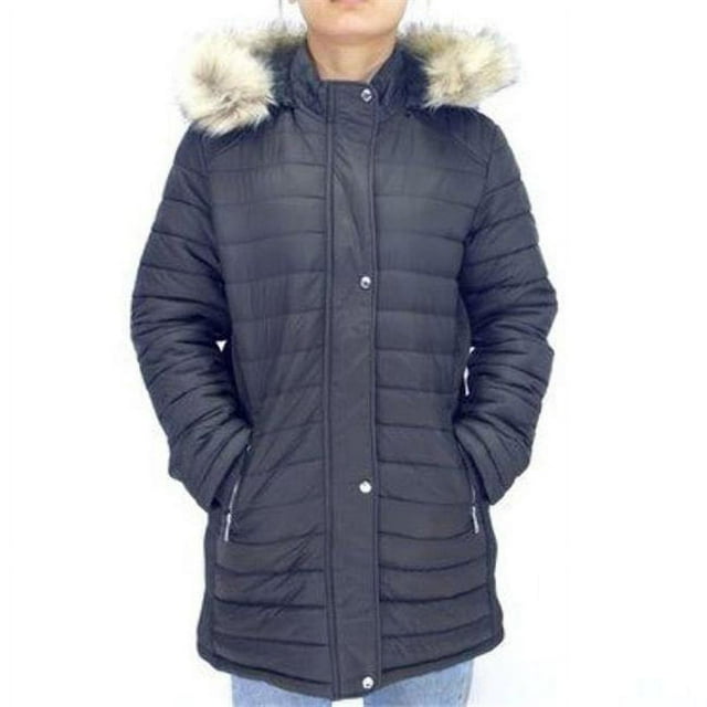 Womens Mid-Length Quilted Jacket&#44; Navy - Case of 12