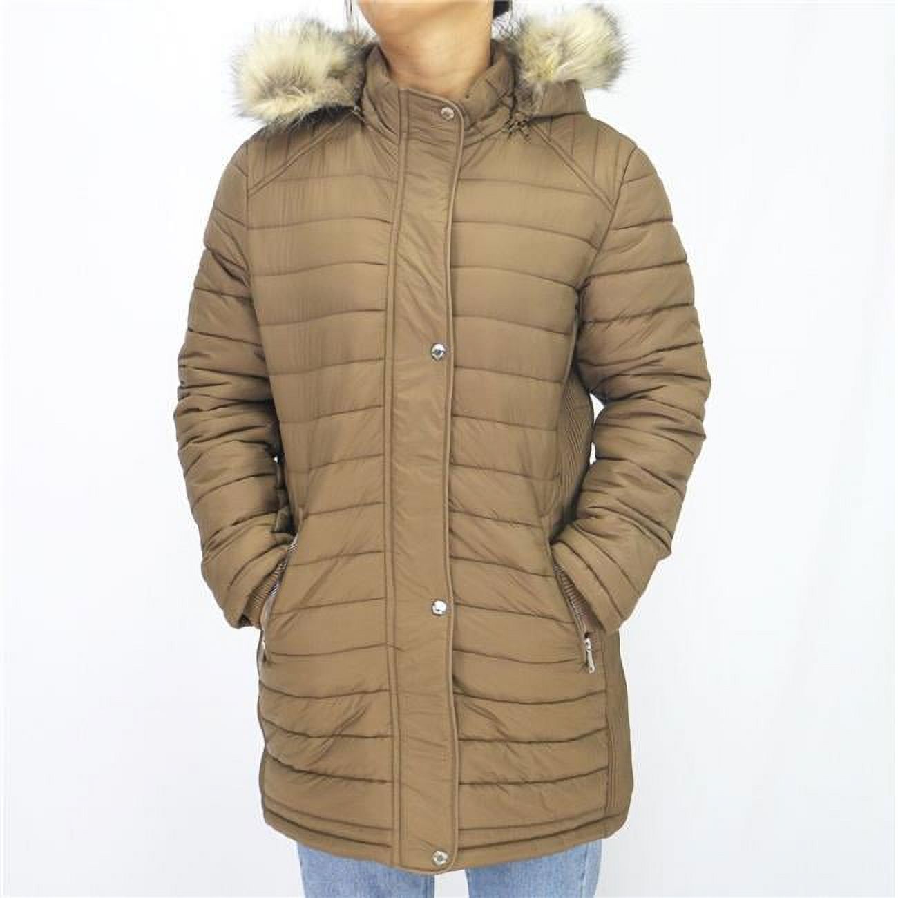 Womens Mid-Length Quilted Jacket&#44; Tan - Case of 12 - image 1 of 1
