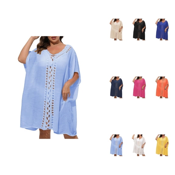 Womens Mid-Length Sleeve Pullover Plus Size Viscose Prayer Dress Swimsuit Cover-Up Bottoms