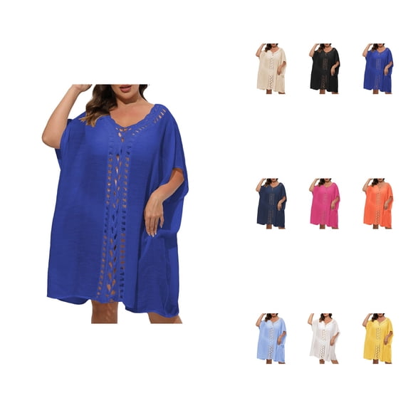 Womens Mid-Length Sleeve Pullover Plus Size Viscose Prayer Dress Swimsuit Cover-Up Bottoms