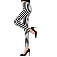Womens Mid Rise Ankle Length Stretchy Leggings Black White Vertical Womens Mid Rise Ankle Length Stretchy Leggings Black White Vertical