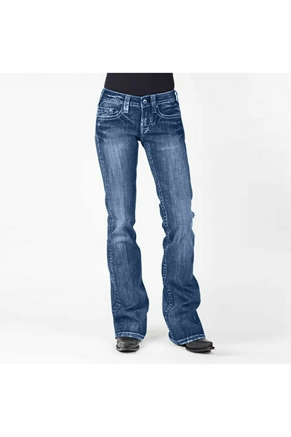 Womens Mid Rise Bootcut Jeans Baggy Cargo Jeans 90s Vintage Low Rise Denim Pants