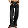 thumbnail image 1 of Womens Mid Rise Wide Leg Jeans Boyfriend Casual Denim Pants with Pockets, 1 of 7