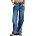 thumbnail image 1 of Womens Mid Rise Wide Leg Jeans Boyfriend Casual Denim Pants with Pockets, 1 of 7