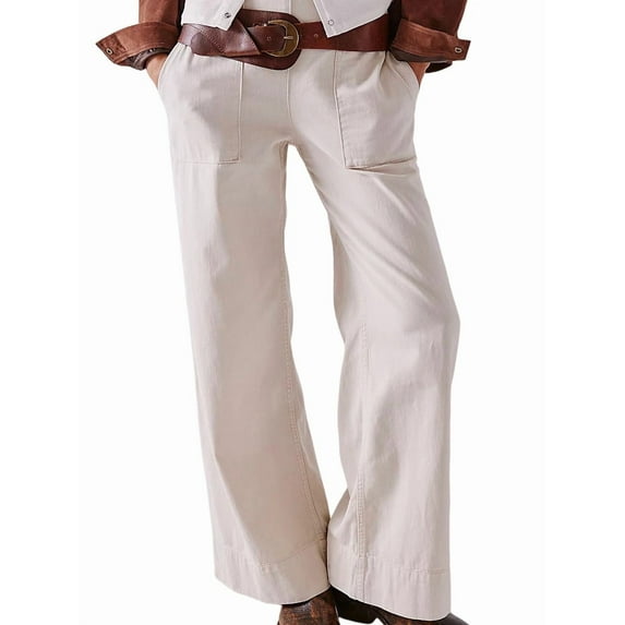 Womens Mid Rise Wide Leg Jeans Elastic Back Smocked Jeans Casual Trendy Baggy Pull on Denim Pants White XXL