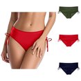 thumbnail image 1 of Womens Mid Waisted Bikini Brief Bottoms Full Coverage Swim Briefs Basic Women Bathing Suit Bottoms, 1 of 5