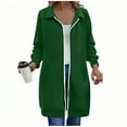 thumbnail image 1 of Womens Mid-length Jackets No Hood Casual Full-Zip Sweatshirt Coats with Pockets Lapel Neck Long Sleeve Outwear (L, Green), 1 of 3