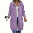 thumbnail image 1 of Womens Mid-length Jackets No Hood Casual Full-Zip Sweatshirt Coats with Pockets Lapel Neck Long Sleeve Outwear (L, Purple), 1 of 3