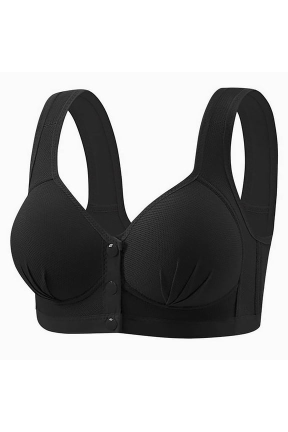 Womens Middle-aged And Elderly PlusSize Underwear Thin Mesh Front BuckleStyle Nursing Underwear Moderate Support Wide Strap Full Coverage Senior Front