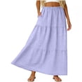 thumbnail image 1 of Womens Midi Skirt Fashion Solid Color Casual Breathable Knee Length Lightweight Everyday Purple L, 1 of 5