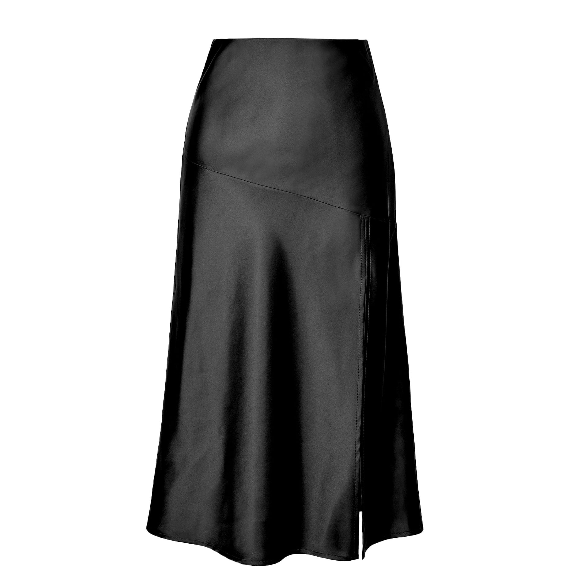 Womens Midi Skirt High Waisted Side Slit Casual Flared A Womens Midi Skirt High Waisted Side Slit Casual Flared A