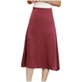 thumbnail image 1 of Womens Midi Skirts Flowy A Line Skirt Trendy Satin Jacquard Pleated Skirts, 1 of 5