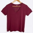 thumbnail image 1 of Womens Milan Tencel V-Neck Top, Maroon - Extra Small, 1 of 1