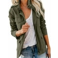 thumbnail image 1 of Long Sleeve Women Spring Fall Solid Color Zipper Coat Stand Collar Casual Military Anorak Jackets with Pocket, 1 of 5