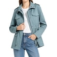 thumbnail image 1 of Long Sleeve Women Spring Fall Solid Color Zipper Coat Stand Collar Casual Military Anorak Jackets with Pocket, 1 of 6
