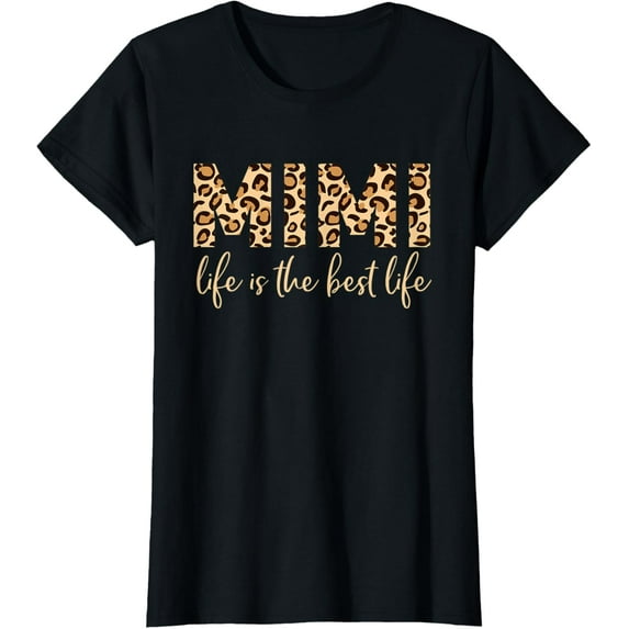 Womens Mimi Life Shirt for Grandma Mothers Day Gift Leopard Funny T-Shirt