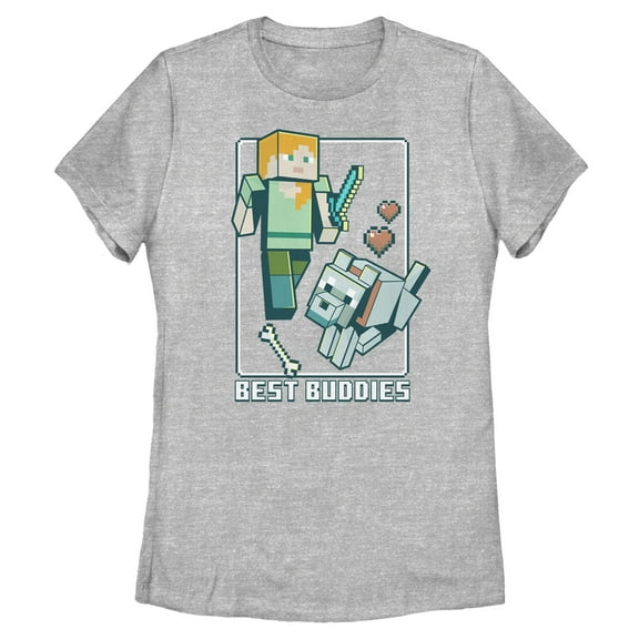 Womens Minecraft Alex and Wolf Best Buddies T Shirt