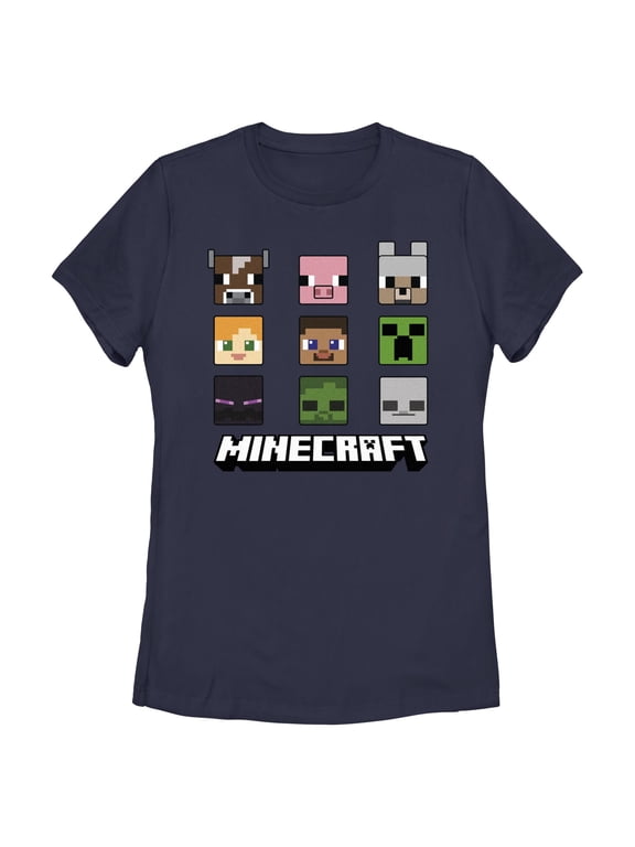 Womens Minecraft Animated Icon Faces T Shirt