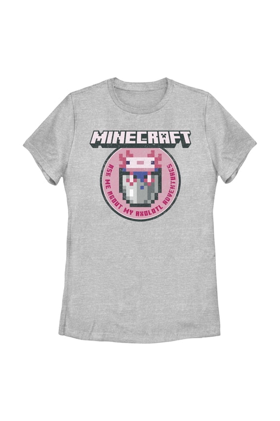 Womens Minecraft Ask Me About My Axolotl Adventures T Shirt