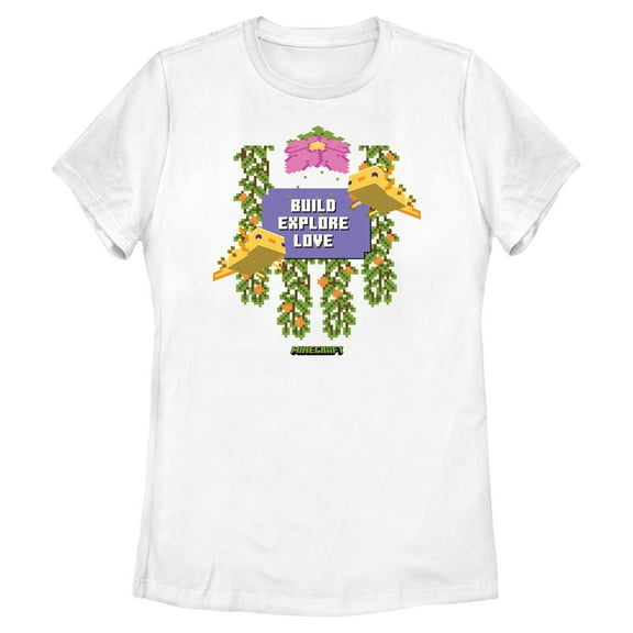 Womens Minecraft Axolotl Build Explore Love T Shirt
