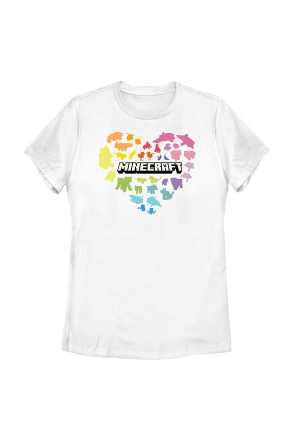 Womens Minecraft Colorful Heart T Shirt