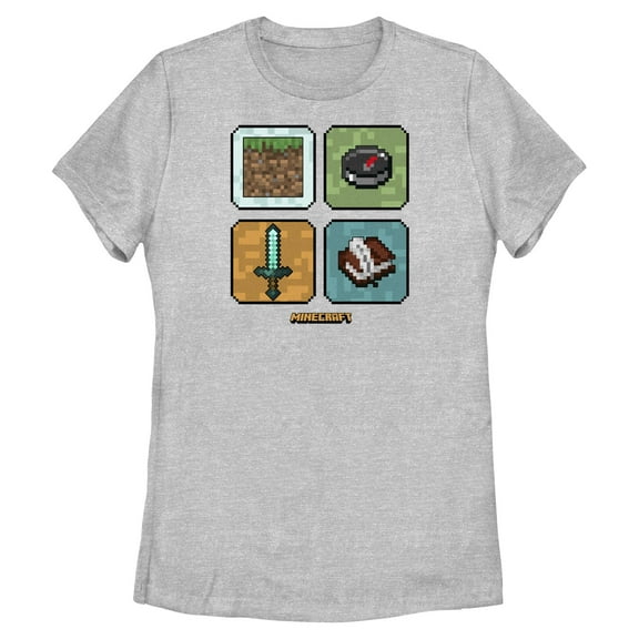 Womens Minecraft Pixel Item Grid T Shirt