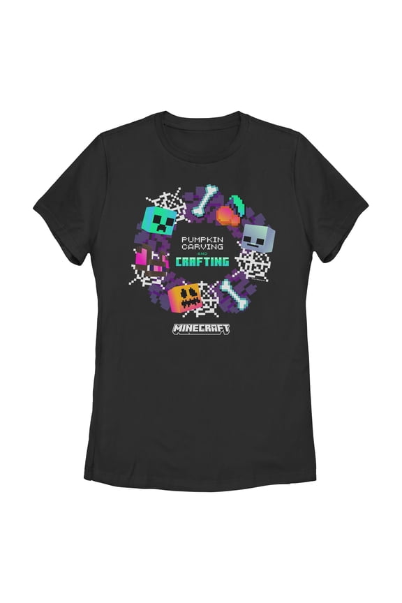 Womens Minecraft Pumpkin Carving And Crafting T Shirt