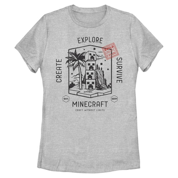Womens Minecraft Tower Create Explore Survive T Shirt