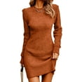 thumbnail image 1 of Womens Mini Bodycon Long Sleeve Sweater Dress Dressy Casual Elegant Ribbed Knit Fitted Short Dresses for Women, 1 of 9