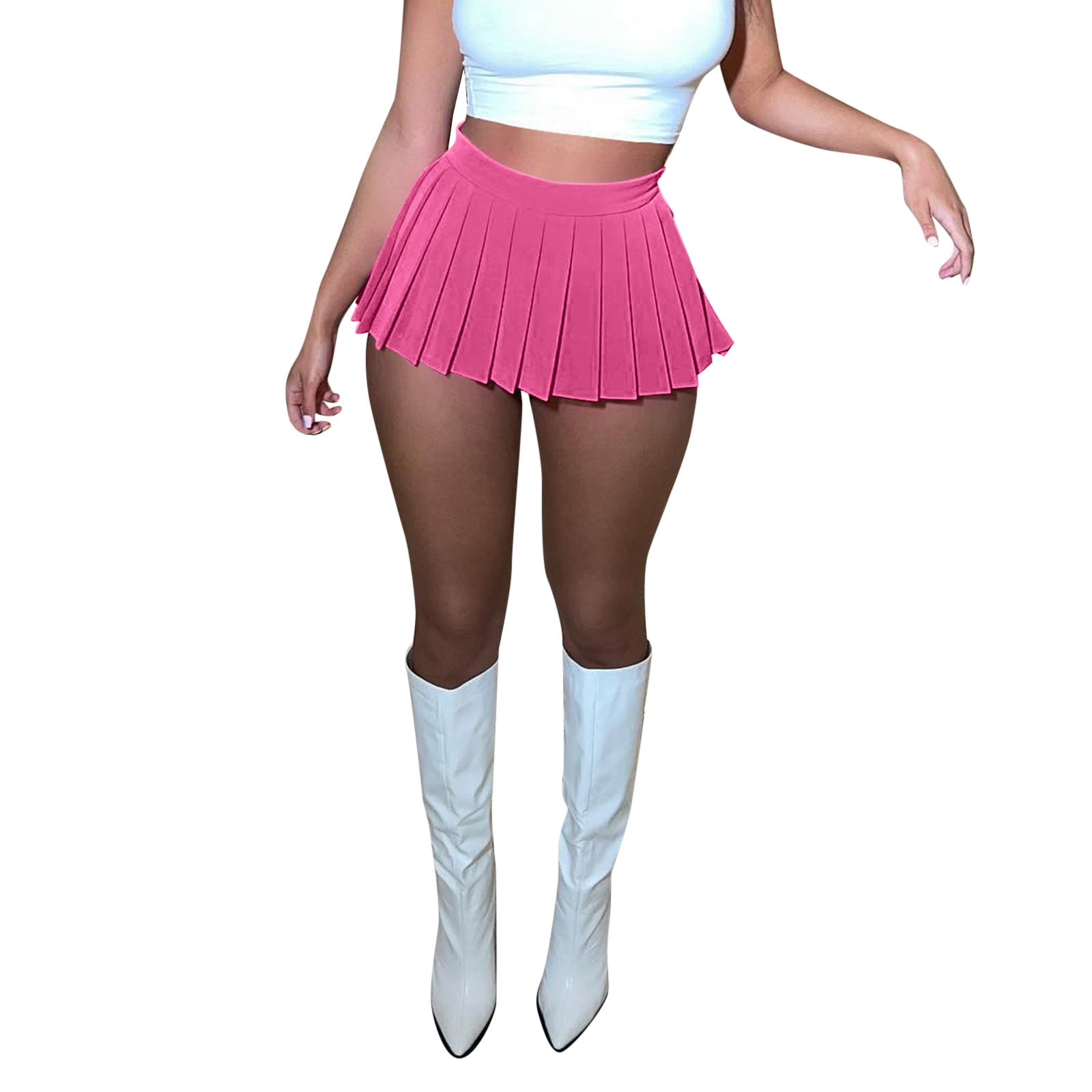 Womens Mini Pleated Skirt Cute Skirts for Women Club High Elastic Skater Skirt Tennis Skating Skirt A Pencil Skirts for Women Knee Length Line Skirt Walmart
