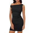 thumbnail image 1 of Womens Mini Summer Dresses Going Out the Shoulder Bodycon Black XXL, 1 of 8