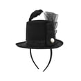 thumbnail image 1 of Womens Mini Top Hat Pearl Headband - Black Small Fascinator Headbands Hats - Victorian Feather Costume Accessory, Black, One Size, 1 of 8