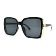 thumbnail image 1 of Womens Minimal 90s Designer Oversize Rectangle Sunglasses All Black, 1 of 4