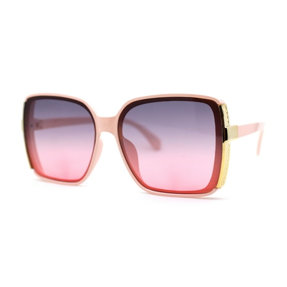 Womens Minimal 90s Designer Oversize Rectangle Sunglasses Pink Black Pink
