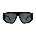thumbnail image 1 of Womens Minimal Flat Top Thick Plastic Racer Sunglasses All Black, 1 of 4