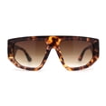 thumbnail image 1 of Womens Minimal Flat Top Thick Plastic Racer Sunglasses Tortoise Brown, 1 of 4