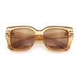 thumbnail image 1 of Womens Minimal Ornate Metal Hinge Thick Plastic Horn Rim Fashion Sunglasses All Brown, 1 of 8