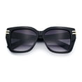 thumbnail image 1 of Womens Minimal Ornate Metal Hinge Thick Plastic Horn Rim Fashion Sunglasses Black - Smoke, 1 of 8